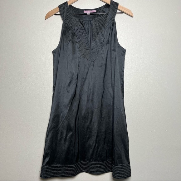 Calypso St. Barth Women‎ Silk Dress Black Split Neck Embroidered Sleeveless Knit - Picture 1 of 11